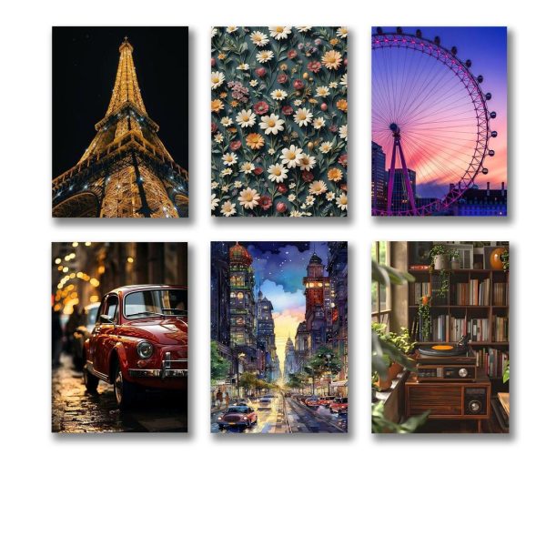 Set Of 6 Wooden Canvas Frames For Wall Decoration / Sticky Photo Tiles